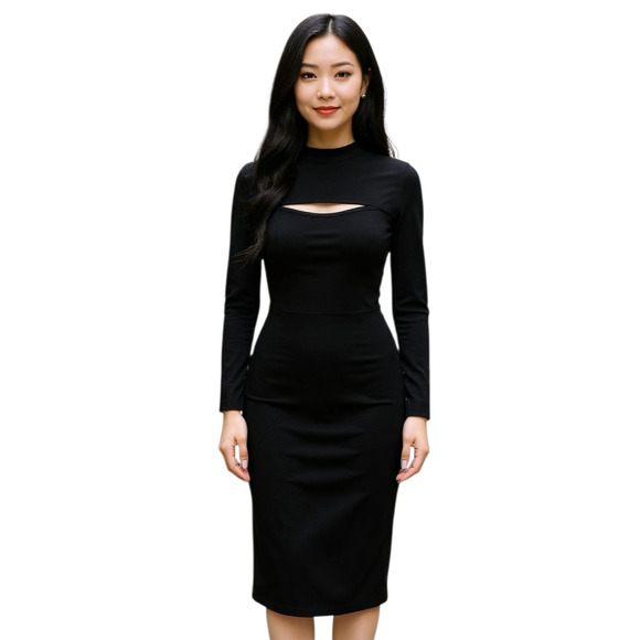 Fashion Nova Women's Dress Small Black Ribbed Stretch Bodycon Party Whimsigoth - Picture 1 of 10